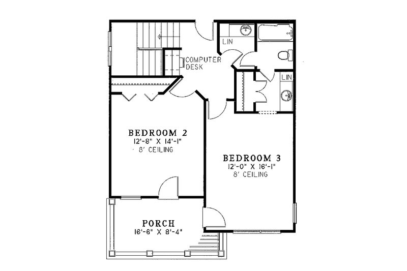 Dream House Plan - Floor Plan - Upper Floor for Southern House Plan #17-273 - 3 bed, 2.5 bath