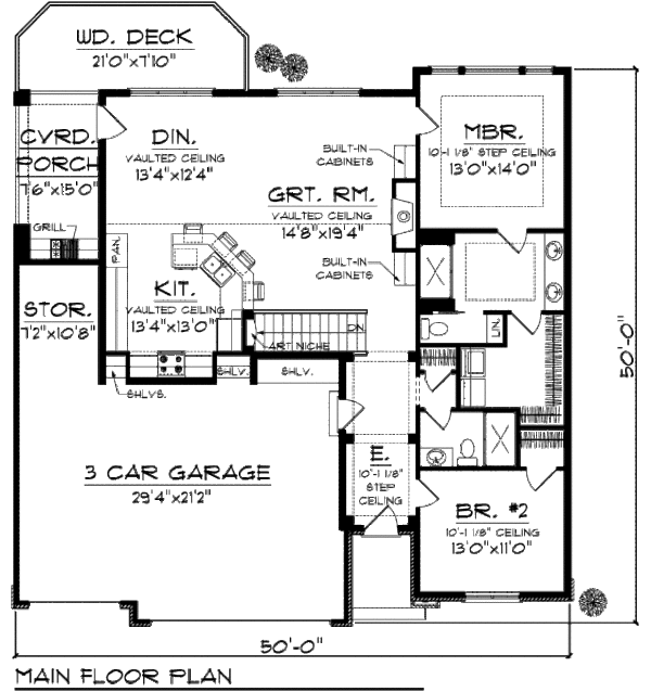 Craftsman Floor Plan - Main Floor Plan #70-999