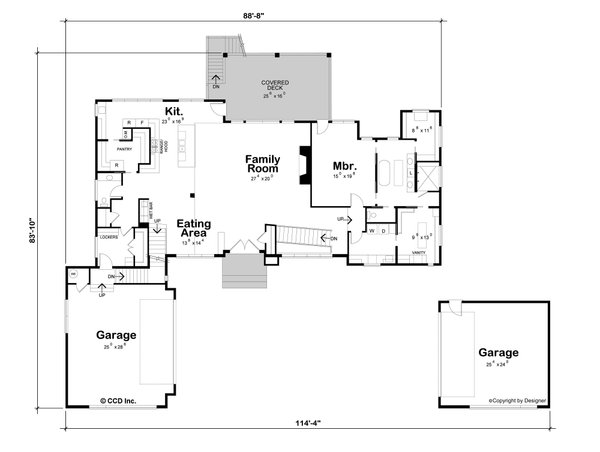 House Design - Floor Plan - Main Floor for Contemporary House Plan #20-2646 - 5 bed, 5.5 bath