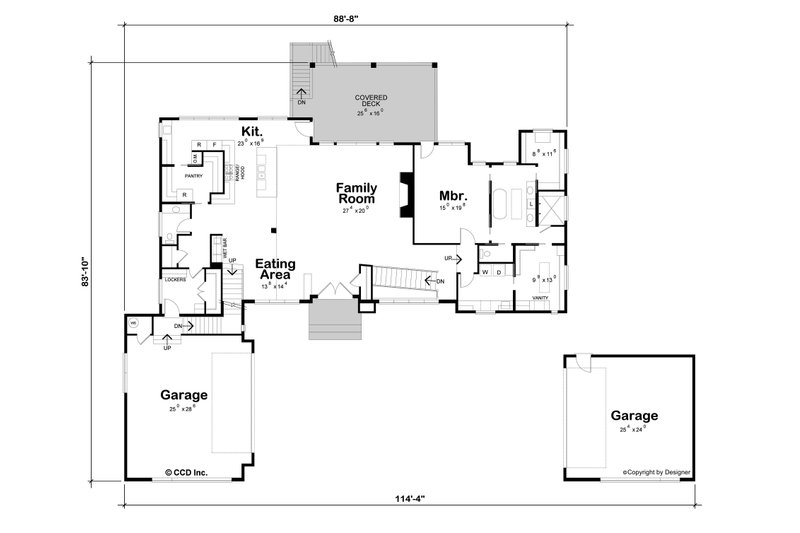 House Design - Floor Plan - Main Floor for Contemporary House Plan #20-2646 - 5 bed, 5.5 bath