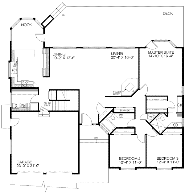 House Design - Ranch Floor Plan - Main Floor Plan #60-370