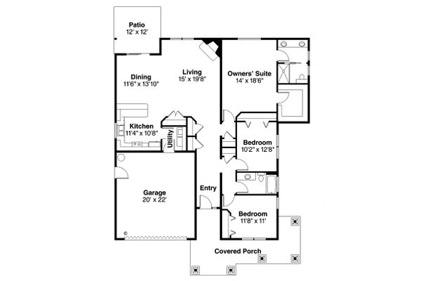Architectural House Design - Craftsman Floor Plan - Main Floor Plan #124-1211