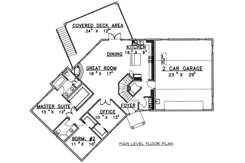 Home Plan - Floor Plan - Main Floor for Modern House Plan #117-582 - 4 bed, 3 bath