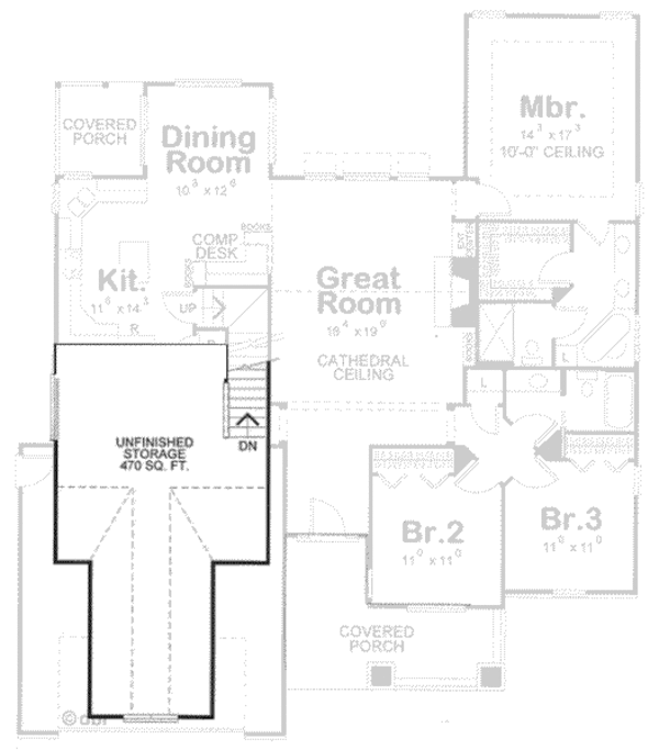 House Design - Bungalow Floor Plan - Upper Floor Plan #20-1756