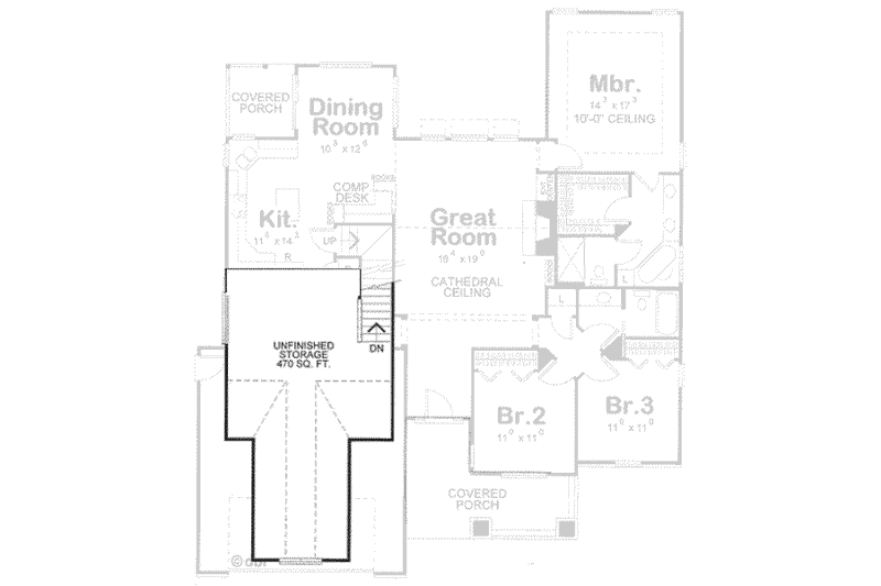 Home Plan - Floor Plan - Upper Floor for Bungalow House Plan #20-1756 - 3 bed, 3 bath