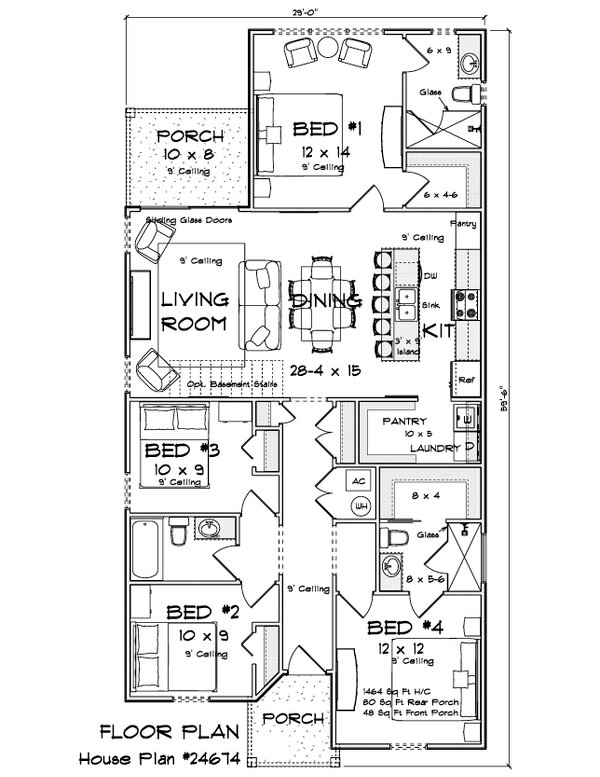 Architectural House Design - Floor Plan - Main Floor for Modern House Plan #513-2466 - 4 bed, 3 bath