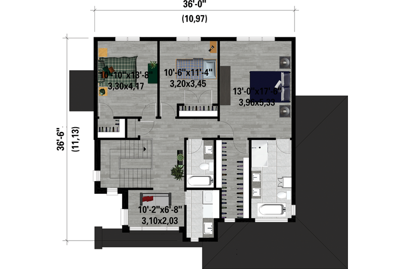 Dream House Plan - Floor Plan - Upper Floor for Contemporary House Plan #25-4884 - 3 bed, 2.5 bath