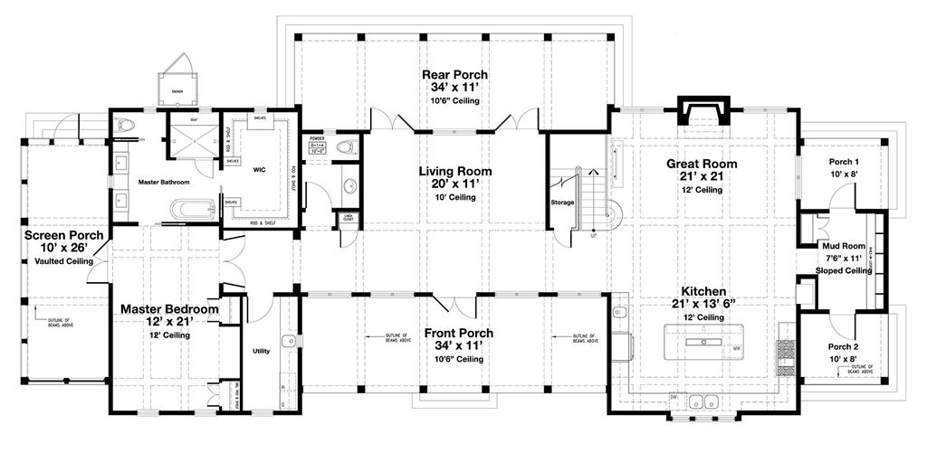 Beach Style House Plan 4 Beds 4 5 Baths 3000 Sq Ft Plan 443 19