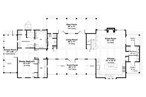 Floor Plan - Main Floor for Beach House Plan #443-19 - 4 bed, 4.5 bath