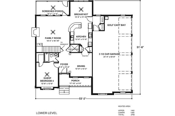 Floor Plan - Main Floor for Southern House Plan #56-546 - 4 bed, 4 bath