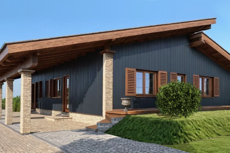 House Blueprint - Exterior - Front Elevation 3 for Contemporary House Plan #542-12 - 3 bed, 2 bath