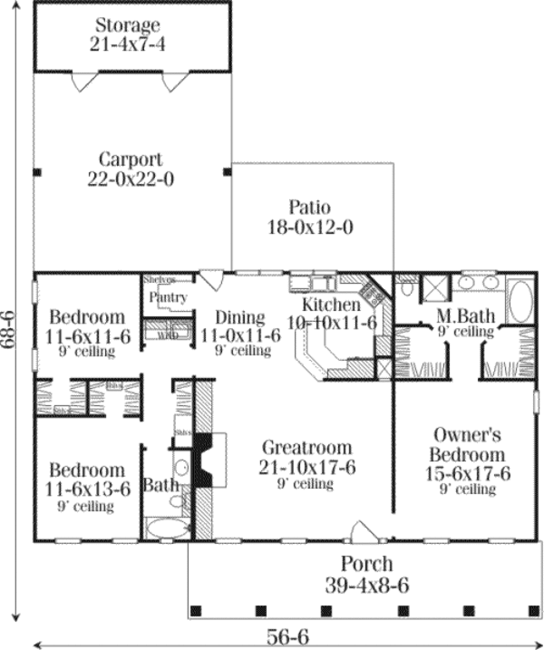 Home Plan - Southern Floor Plan - Main Floor Plan #406-264