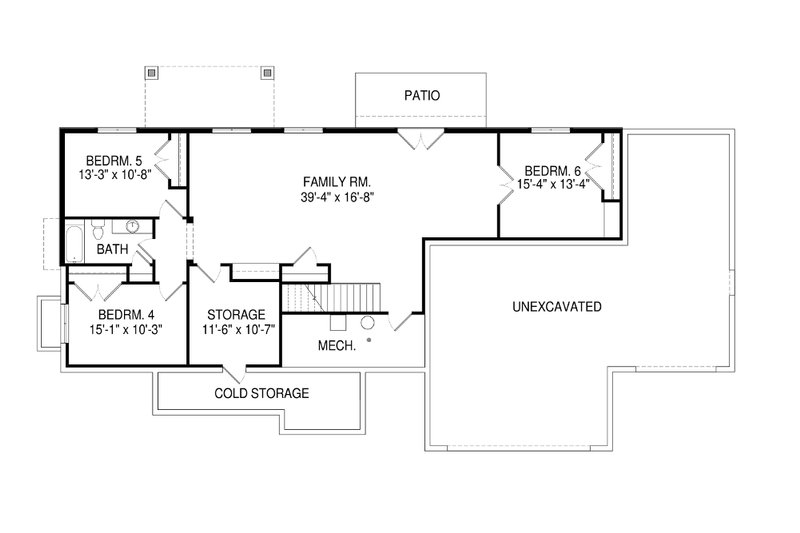 Dream House Plan - Floor Plan - Lower Floor for Craftsman House Plan #920-32 - 6 bed, 3 bath