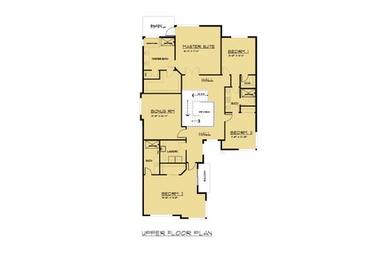 Floor Plan - Upper Floor for European House Plan #1066-65 - 4 bed, 3.5 bath