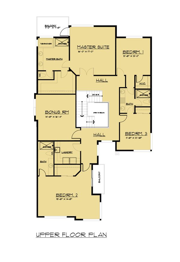 Architectural House Design - European Floor Plan - Upper Floor Plan #1066-65