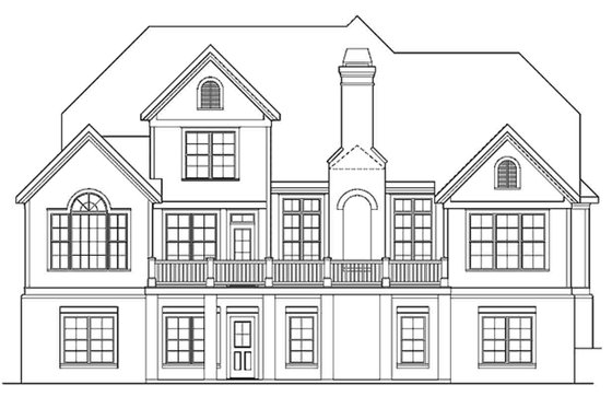 Exterior - Rear Elevation for European House Plan #927-20 - 4 bed, 3.5 bath
