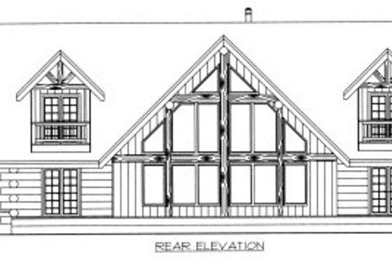 Exterior - Rear Elevation for Log House Plan #117-410 - 3 bed, 3.5 bath