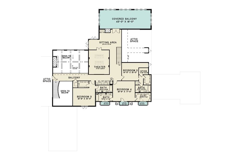 House Design - Floor Plan - Upper Floor for Modern House Plan #923-423 - 5 bed, 6.5 bath