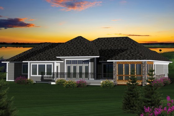 Exterior - Rear Elevation for Country House Plan #70-1051 - 2 bed, 2 bath