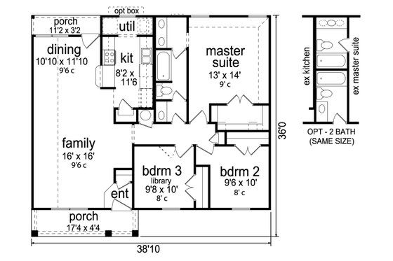 Floor Plan - Main Floor for Craftsman House Plan #84-582 - 3 bed, 1 bath