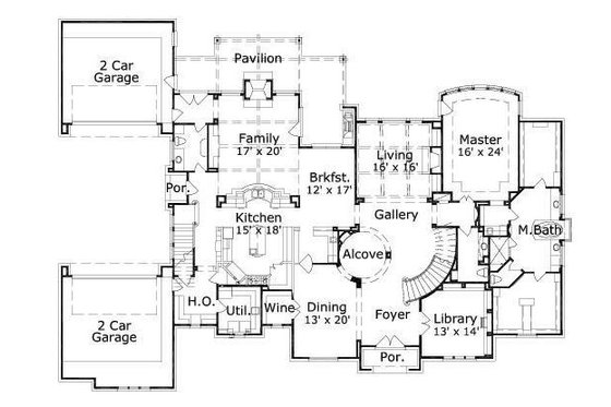 Floor Plan - Main Floor for Traditional House Plan #411-244 - 5 bed, 5 bath
