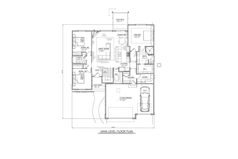 Architectural House Design - Floor Plan - Main Floor for Ranch House Plan #1122-14 - 3 bed, 2 bath