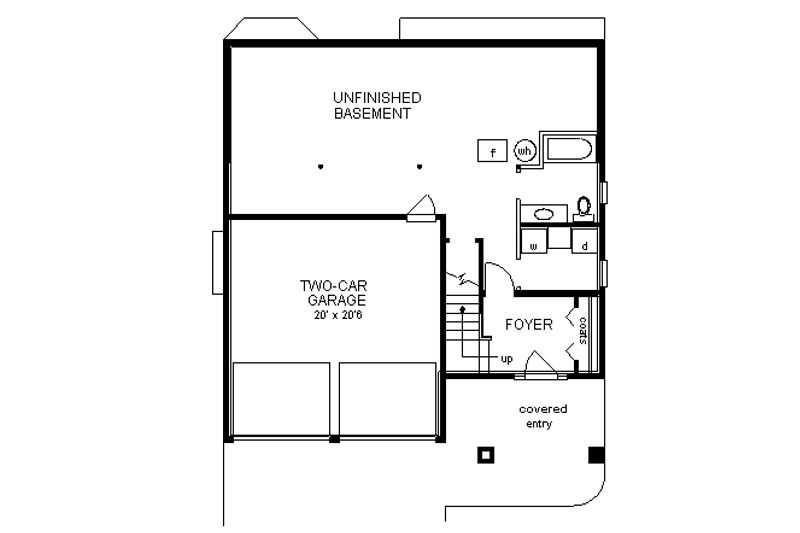 House Blueprint - Floor Plan - Lower Floor for European House Plan #18-1008 - 3 bed, 2 bath