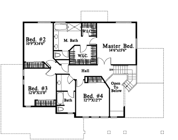 Traditional Floor Plan - Upper Floor Plan #78-203