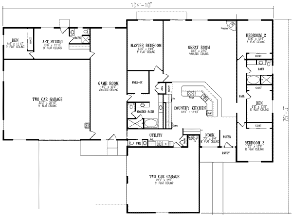 Home Plan - Adobe / Southwestern Floor Plan - Main Floor Plan #1-888