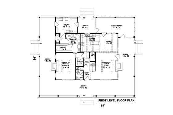 Floor Plan - Main Floor for Country House Plan #81-13908 - 3 bed, 2.5 bath