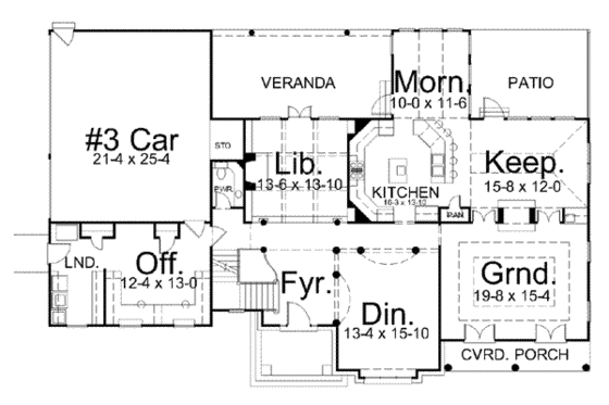Floor Plan - Main Floor for European House Plan #119-215 - 4 bed, 4 bath