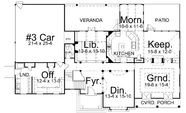 Architectural House Design - European Floor Plan - Main Floor Plan #119-215