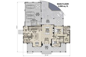 Floor Plan - Main Floor for Farmhouse House Plan #51-1242 - 5 bed, 4.5 bath