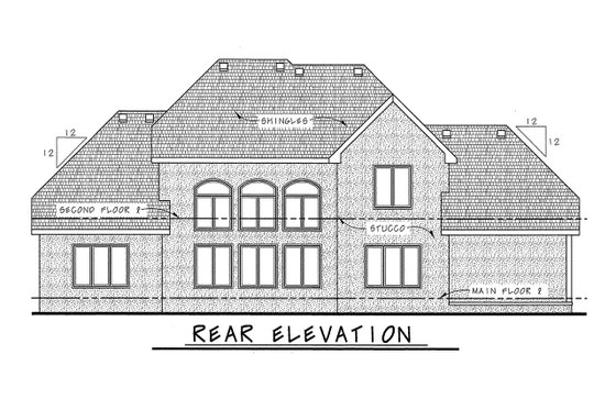 Exterior - Rear Elevation for Craftsman House Plan #20-1825 - 4 bed, 4.5 bath