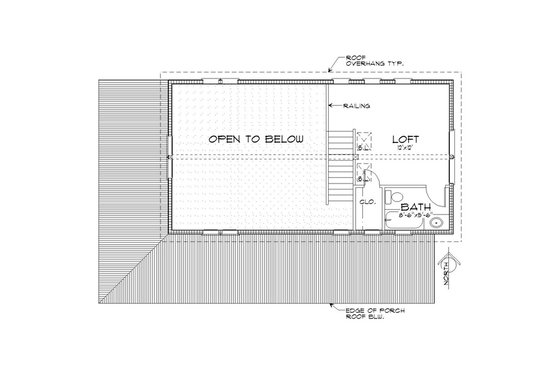 Floor Plan - Upper Floor for Cabin House Plan #452-3 - 2 bed, 2 bath