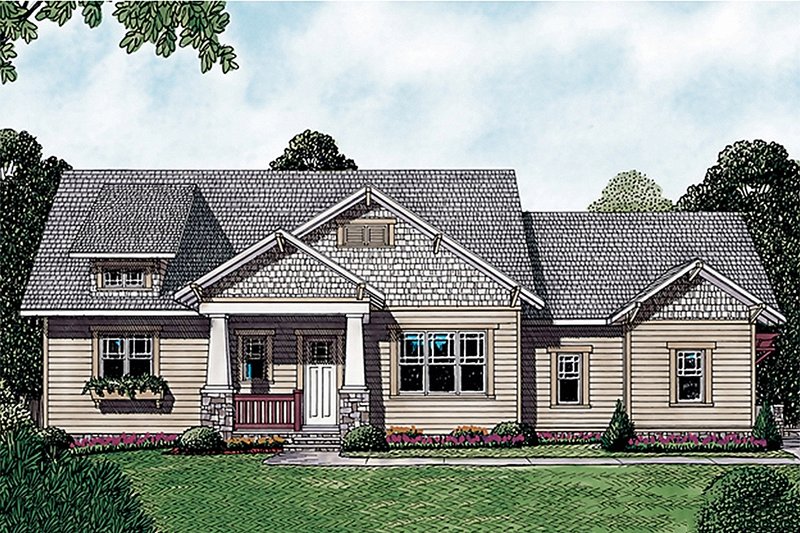 Dream House Plan - Craftsman Exterior - Front Elevation Plan #453-12