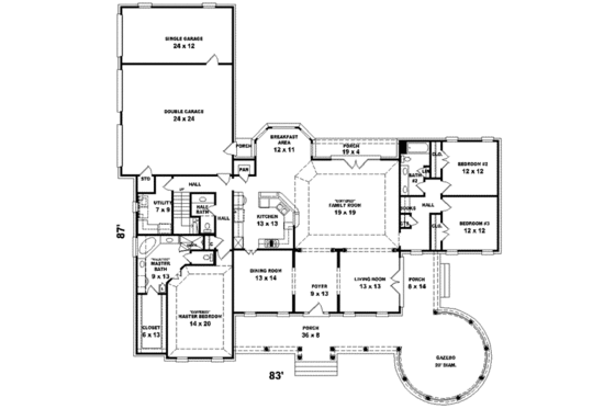 Floor Plan - Main Floor for Traditional House Plan #81-625 - 3 bed, 2.5 bath