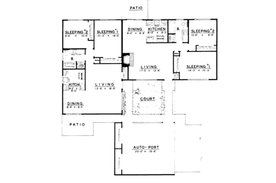 Floor Plan - Main Floor for Ranch House Plan #303-259 - 2 bed, 1 bath