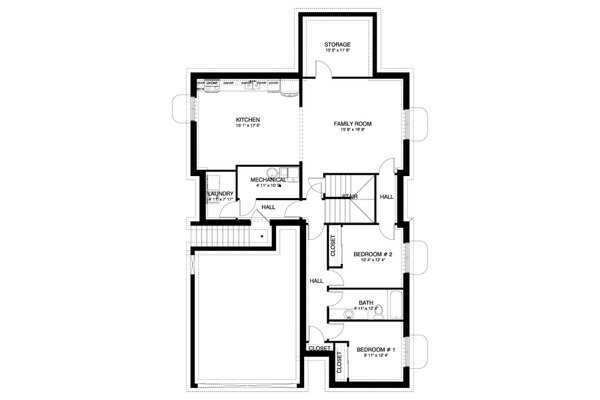 House Blueprint - Craftsman Floor Plan - Lower Floor Plan #1060-412