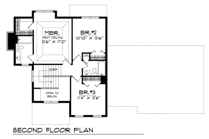 Home Plan - Floor Plan - Upper Floor for Traditional House Plan #70-186 - 3 bed, 2.5 bath