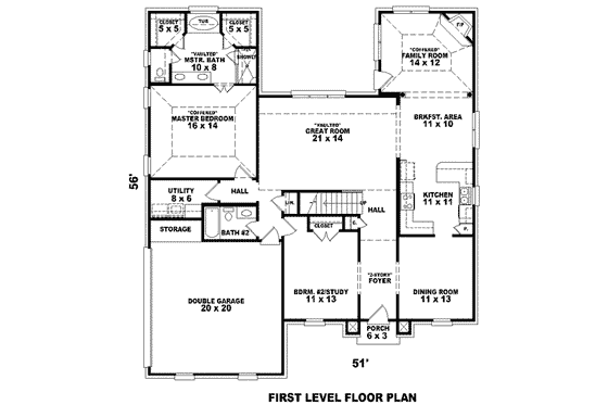Floor Plan - Main Floor for European House Plan #81-971 - 3 bed, 3 bath
