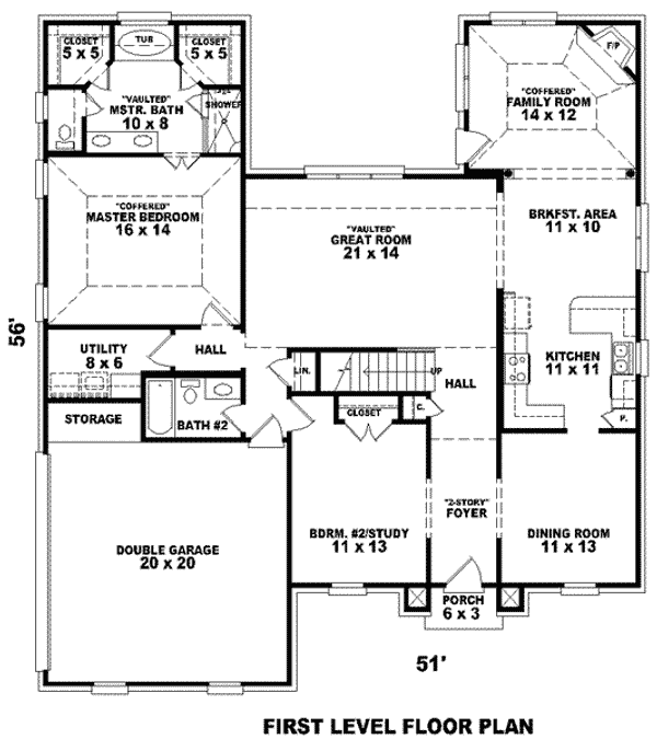 Floor Plan - Main Floor for European House Plan #81-971 - 3 bed, 3 bath