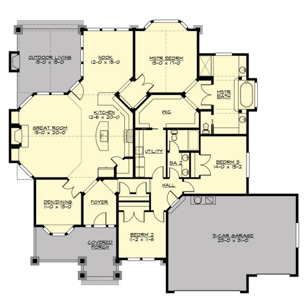 Craftsman Floor Plan - Main Floor Plan #132-231