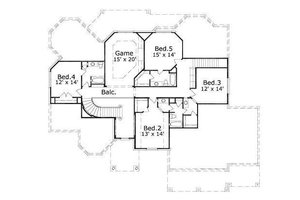 Floor Plan - Upper Floor for European House Plan #411-331 - 4 bed, 3.5 bath