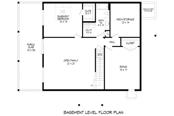 Floor Plan - Lower Floor for Country House Plan #932-1315 - 4 bed, 2.5 bath