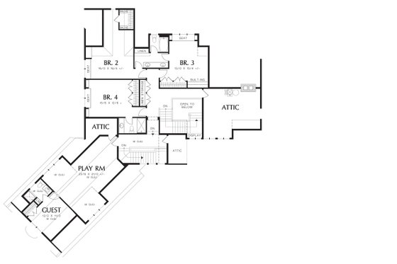 Upper Level Floor Plan - 5200 square foot Craftsman Home