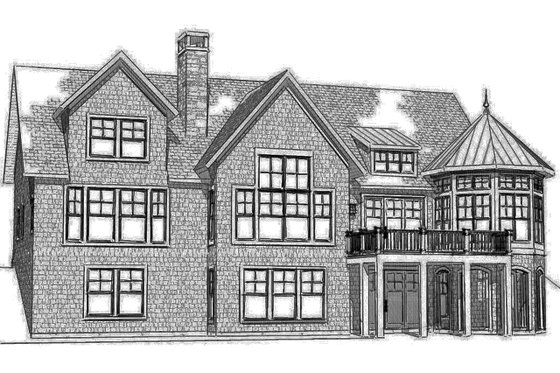 Exterior - Rear Elevation 1 for Traditional House Plan #901-137 - 3 bed, 3.5 bath