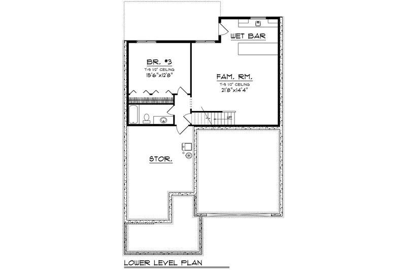 Home Plan - Floor Plan - Lower Floor for Ranch House Plan #70-1514 - 3 bed, 3 bath