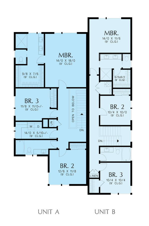 Contemporary Floor Plan - Upper Floor Plan #48-1070