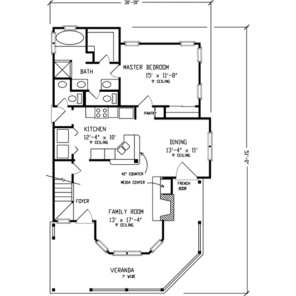 Architectural House Design - Country Floor Plan - Main Floor Plan #410-114
